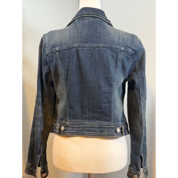 Pilcro Anthropologie Denim Jean Jacket Dark Wash Small Petite SP Cropped - Picture 5 of 9